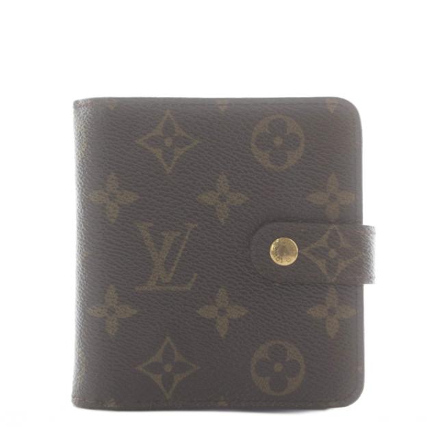 【中古】ルイヴィトン LOUIS VUITTON モノグラム コンパクトジップ 財布 二つ折り 小銭入れ 茶 ブラウン M61667