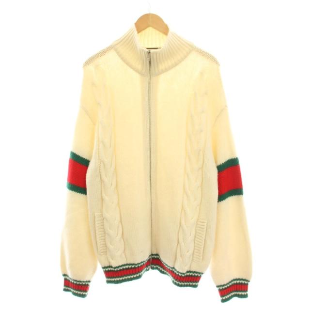 【中古】グッチ GUCCI シェリー酒生産ライン 編み物ジレー 長袖 ジップアップ L 白 599311 /KH メンズ