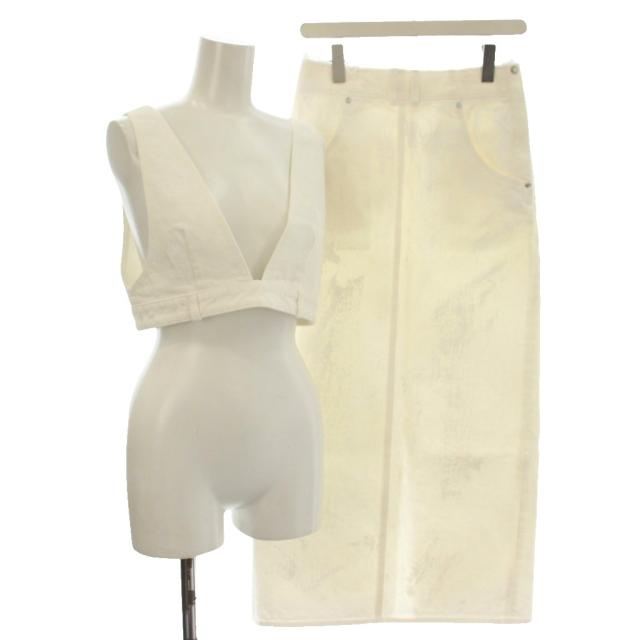 【中古】デプレ DES PRES トゥモローランド 25SS ペイントホワイトデニム ビスチェ付き ロング スカート 34 白 【中古】デプレ DES PRES トゥモローランド 25SS ペイントホワイトデニム ビスチェ付き ロング スカート 34 白