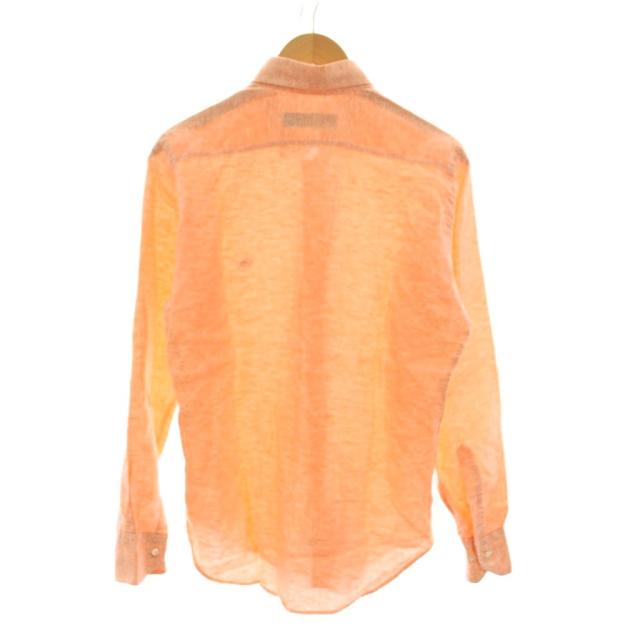 【中古】エトロ ETRO リネン ボタンダウンシャツ 長袖 S オレンジ /YM メンズ_1