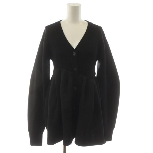 【中古】未使用品 オーエムエムオー OMMO 25AW TUCK FLARE KNIT CD ニットカーディガン F 黒 ブラック 882540510501