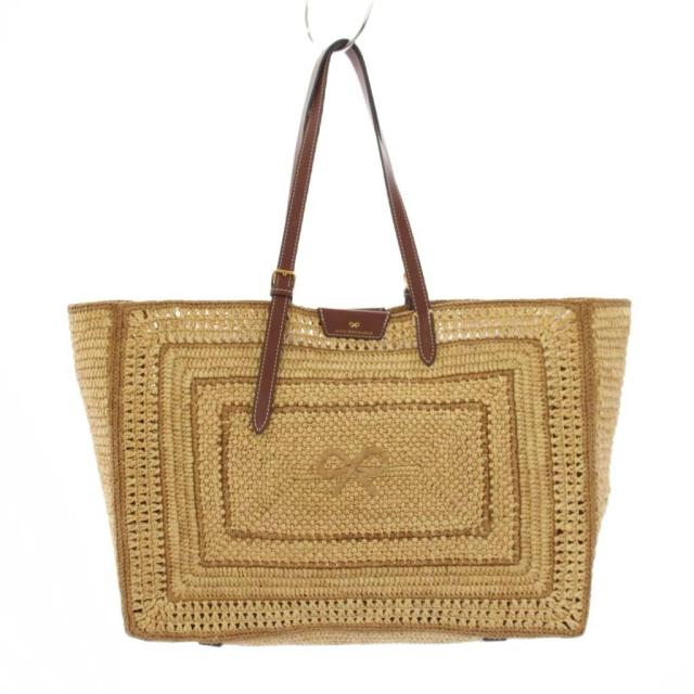 【中古】アニヤハインドマーチ ANYA HINDMARCH E/W BOW TOTE かごバッグ トートバッグ ハンドバッグ ベージュ /KH