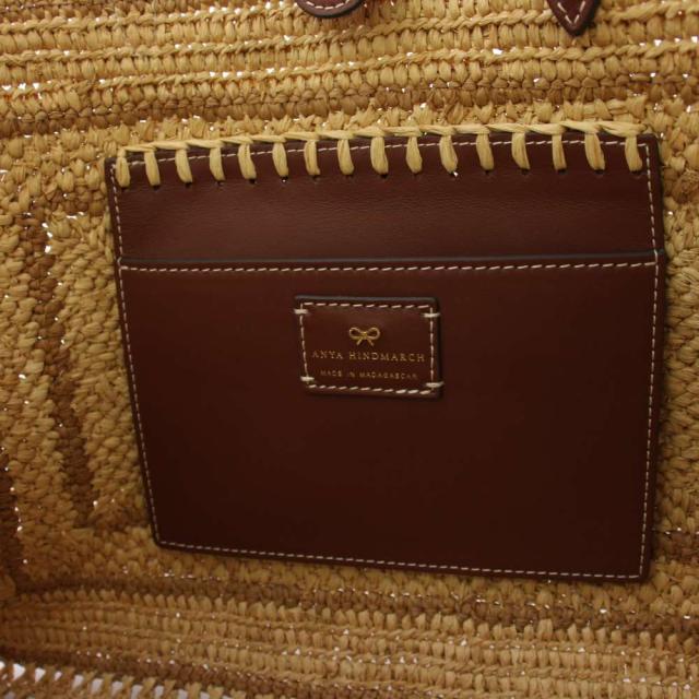 【中古】アニヤハインドマーチ ANYA HINDMARCH E/W BOW TOTE かごバッグ トートバッグ ハンドバッグ ベージュ /KH