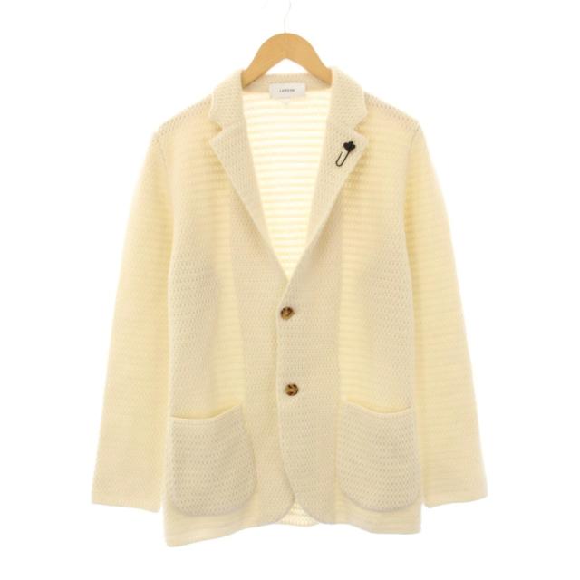 【中古】ラルディーニ LARDINI カシミヤ ブートニエール ニット テーラードジャケット M 白 JALJM70 /KH メンズ
