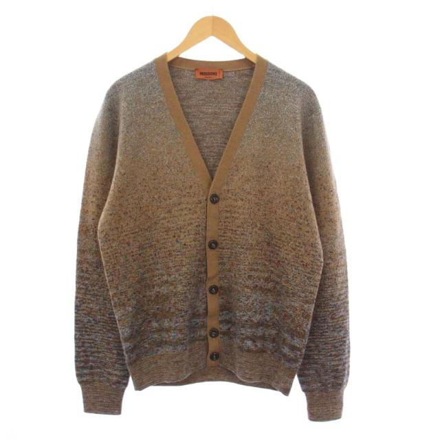 【中古】ミッソーニ MISSONI ニットカーディガン 長袖 50 茶 グレー /KH メンズ