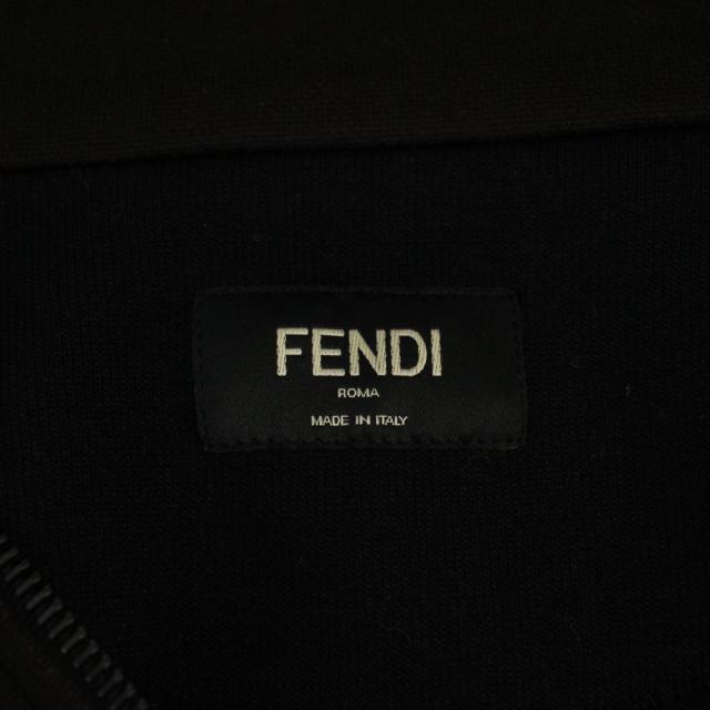 【中古】フェンディ FENDI ズッカ柄ラインコットントラックジャケット ジップアップ L ブラック ベージュ メンズ_2