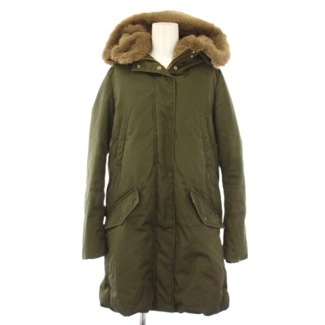 【中古】ウールリッチウーレンミルズ COCOON PARKA ダウンコート フーディ ミドル丈 XS カーキ WWOU0645 /KH