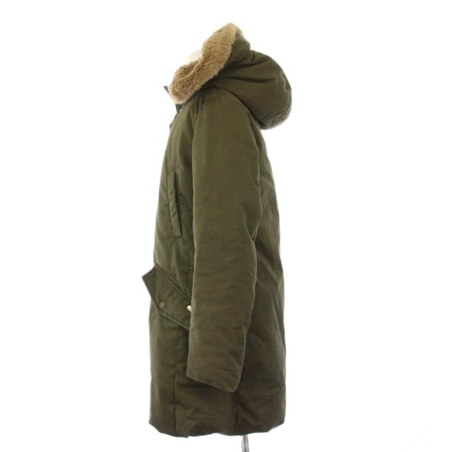 【中古】ウールリッチウーレンミルズ COCOON PARKA ダウンコート フーディ ミドル丈 XS カーキ WWOU0645 /KH_1
