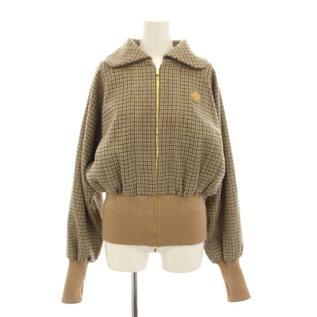 【中古】パトゥ リサイクルウールブレンドライトウェイトボンバージャケット チェック柄 指穴 38 茶 24A-OU028-0195