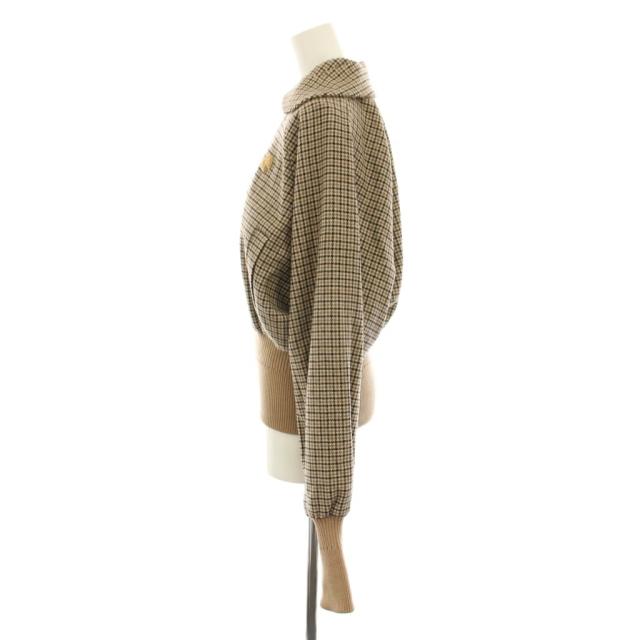 【中古】パトゥ リサイクルウールブレンドライトウェイトボンバージャケット チェック柄 指穴 38 茶 24A-OU028-0195