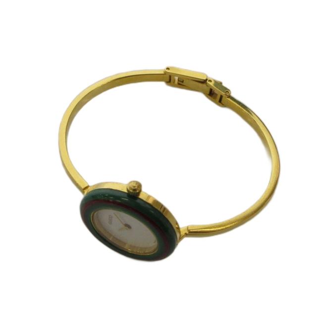 【中古】グッチ GUCCI チェンジベゼル ウォッチ 腕時計 アナログ 2針 クォーツ ゴールド色 白 ホワイト 11/12.2