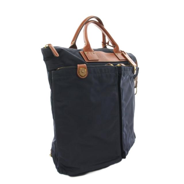【中古】フェリージ トートバッグ ハンドバッグ リュックサック 2way ナイロン レザー 紺 茶 18/50/DS メンズ_1