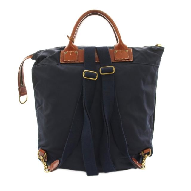 【中古】フェリージ トートバッグ ハンドバッグ リュックサック 2way ナイロン レザー 紺 茶 18/50/DS メンズ_2