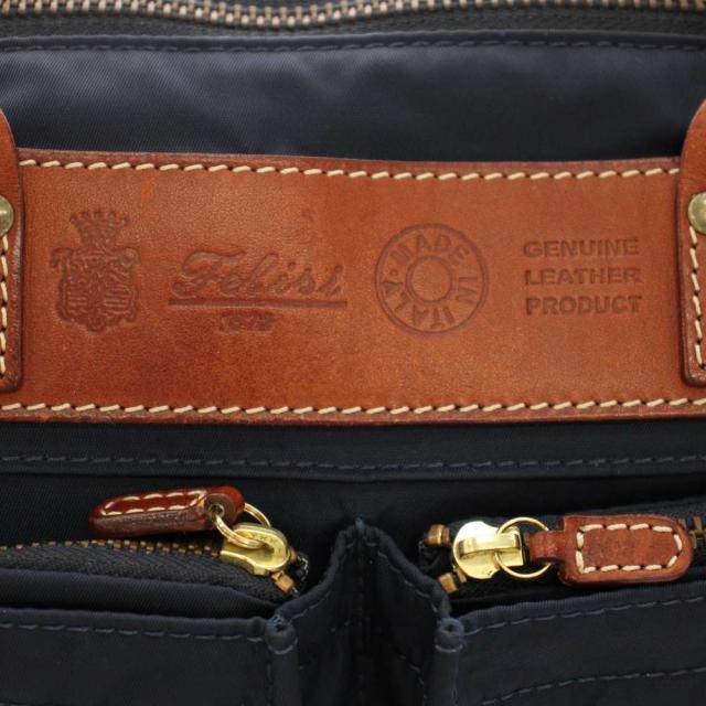 【中古】フェリージ トートバッグ ハンドバッグ リュックサック 2way ナイロン レザー 紺 茶 18/50/DS メンズ_4