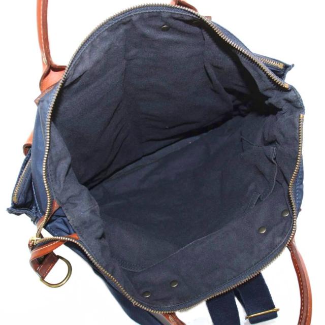 【中古】フェリージ トートバッグ ハンドバッグ リュックサック 2way ナイロン レザー 紺 茶 18/50/DS メンズ_5