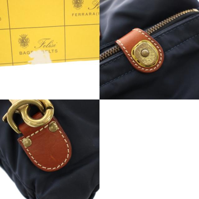 【中古】フェリージ トートバッグ ハンドバッグ リュックサック 2way ナイロン レザー 紺 茶 18/50/DS メンズ_8