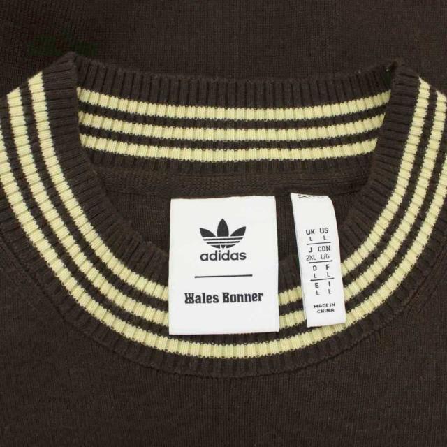 【中古】アディダスオリジナルス × Wales Bonner ネックラインニット セーター ウール 2XL 茶 ブラウン 長袖