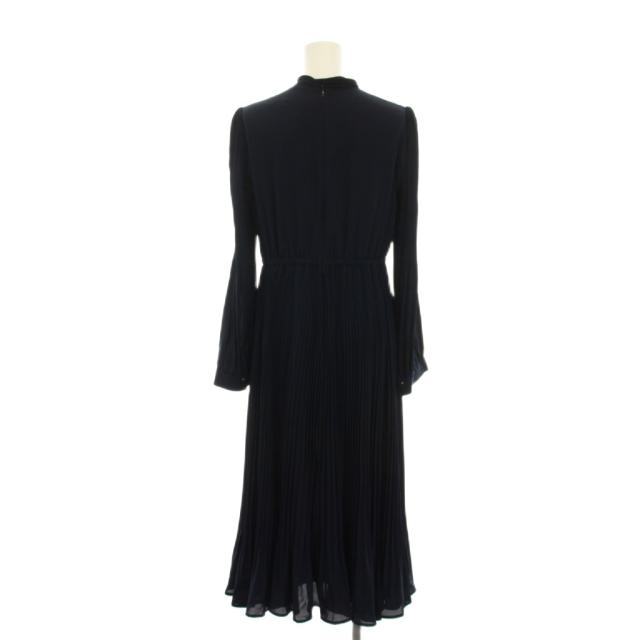 【中古】セルフォード CELFORD 23AW ボウタイプリーツワンピース ロング 38 紺 ネイビー 長袖 CWFO234098 /YM