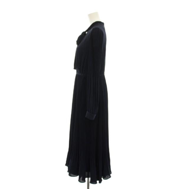 【中古】セルフォード CELFORD 23AW ボウタイプリーツワンピース ロング 38 紺 ネイビー 長袖 CWFO234098 /YM