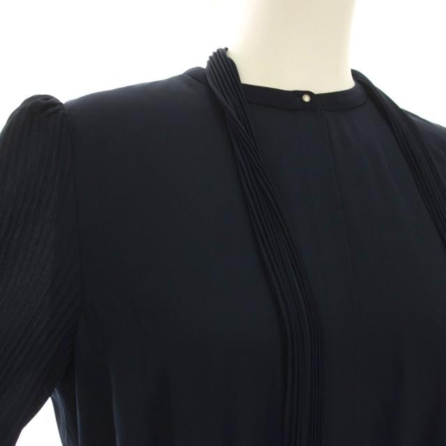 【中古】セルフォード CELFORD 23AW ボウタイプリーツワンピース ロング 38 紺 ネイビー 長袖 CWFO234098 /YM