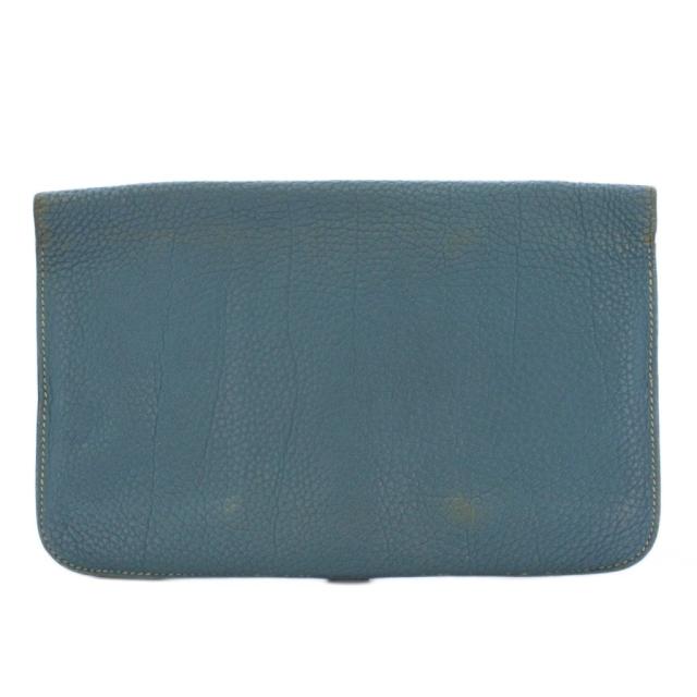 【中古】エルメス HERMES ドゴン デュオ ブルージーン 長財布 二つ折り □G刻印 レザー 青 ブルー /YT ■OH_1