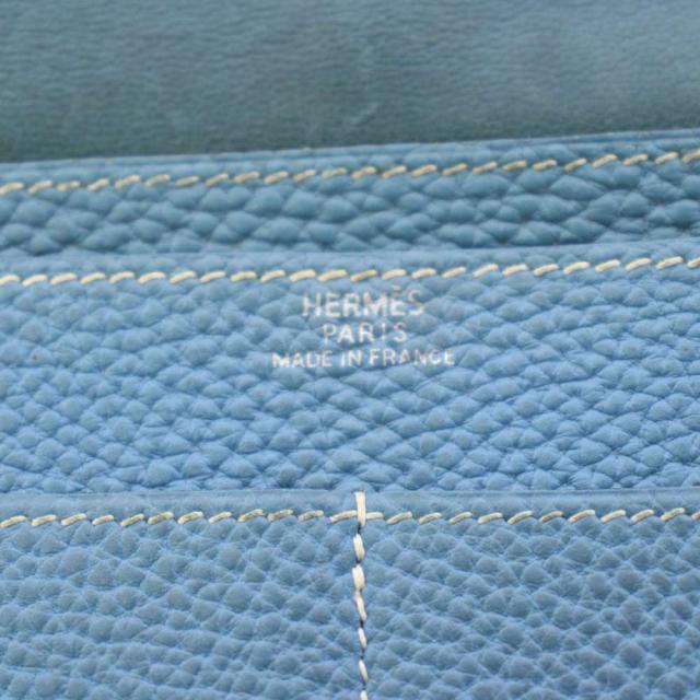 【中古】エルメス HERMES ドゴン デュオ ブルージーン 長財布 二つ折り □G刻印 レザー 青 ブルー /YT ■OH_4