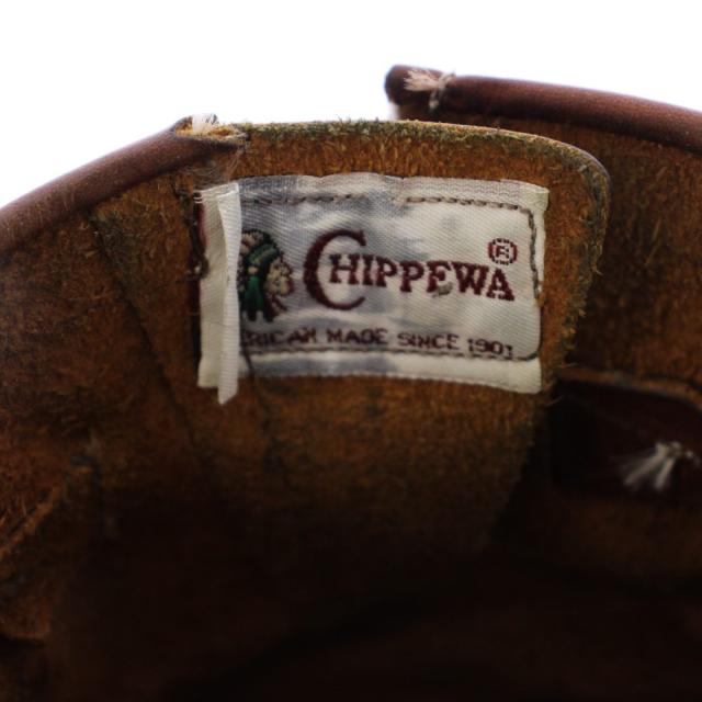 【中古】チペワ CHIPPEWA タンレネゲート エンジニアブーツ ショートブーツ レザー 7E ブラウン メンズ
