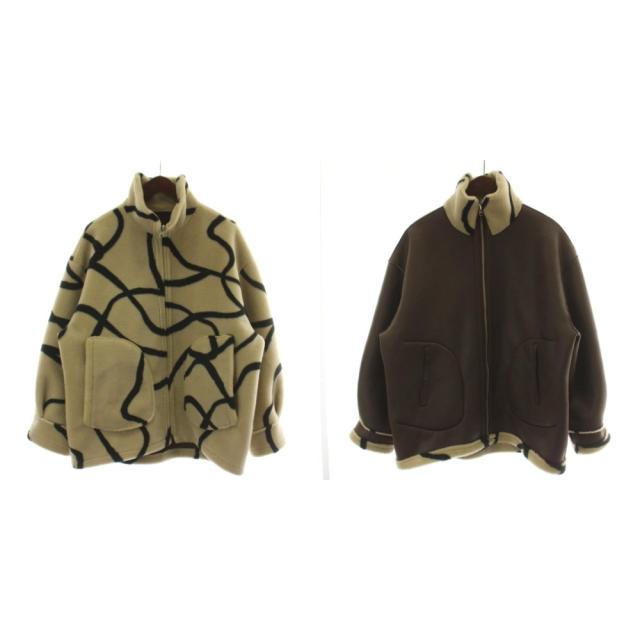 【中古】アメリヴィンテージ 2WAY REVERSIBLE BOA JACKET ジャケット ブルゾン F ベージュ 茶 リバーシブル 抽象柄
