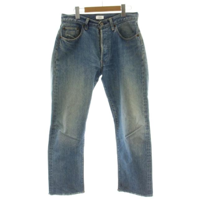 【中古】シオタ 本藍スビンコットン 13.5oz ストレートデニム ジーンズ 29 青 ボタンフライ ストレートシルエット