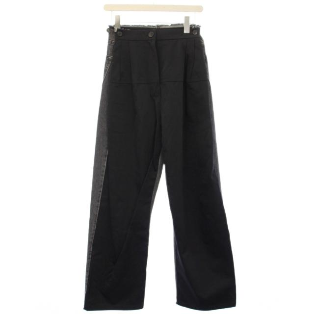 【中古】リトコフスカヤ LITKOVSKA FLEX JEANS デニム ワイドパンツ ジーンズ 切替 32 黒 BLS-55200-B /TK レディース