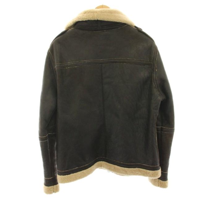 【中古】バーバリーブラックレーベル レザージャケット 上着 L 黒 ブラック ベージュ ボア襟 無地 BMP25-323-58 /HN_1
