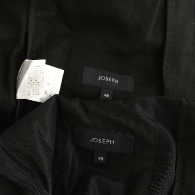 【中古】ジョセフ JOSEPH 23AW シングルスーツ 上下 ノーカラージャケット パンツ リネン 麻 48 黒 ブラック_3