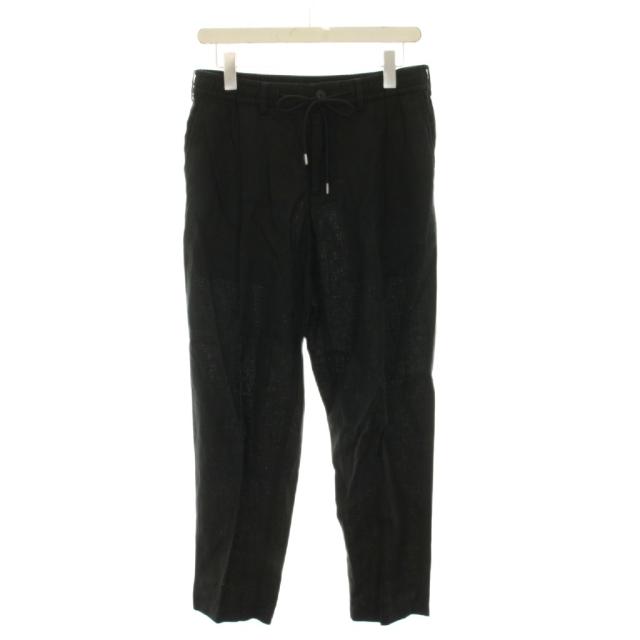 【中古】ジョセフ JOSEPH 23AW シングルスーツ 上下 ノーカラージャケット パンツ リネン 麻 48 黒 ブラック_6