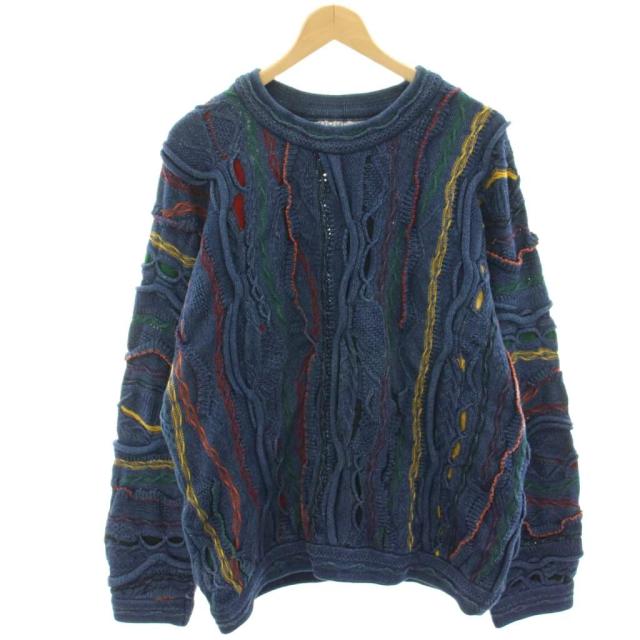 【中古】クージー COOGI 3D ニット セーター M 青 ブルー 長袖 マルチ編み /HN メンズ