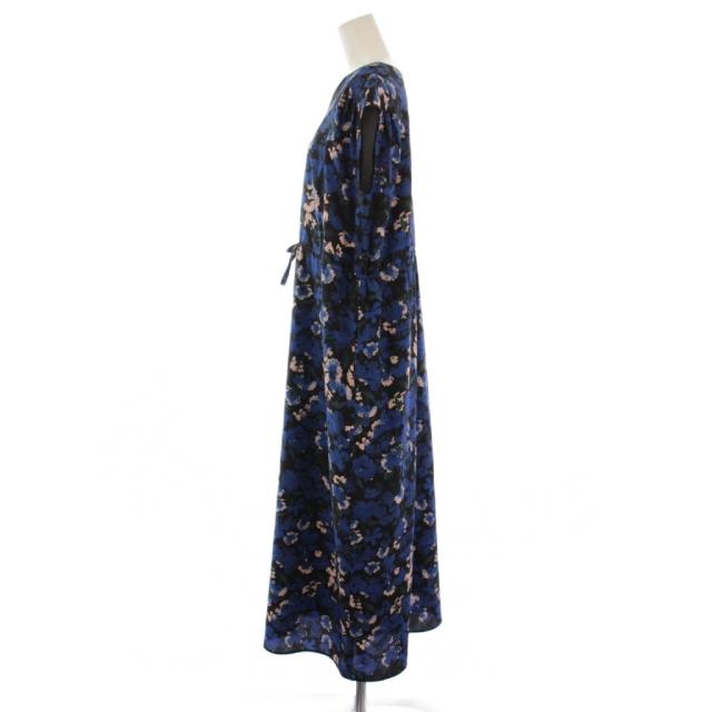 【中古】イエナ IENA 24SS ボタニカルフレンチスリーブワンピース ロング 花柄 36 紺 レディース