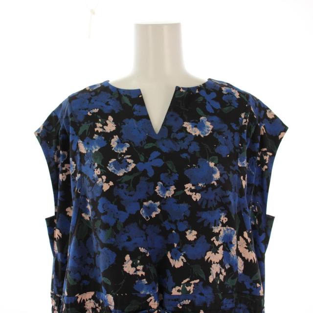 【中古】イエナ IENA 24SS ボタニカルフレンチスリーブワンピース ロング 花柄 36 紺 レディース