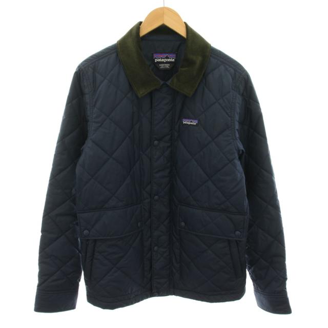 【中古】パタゴニア 20AW ダイアモンドキルテッドジャケット キルティングジャケット S 紺 緑 20735 メンズ