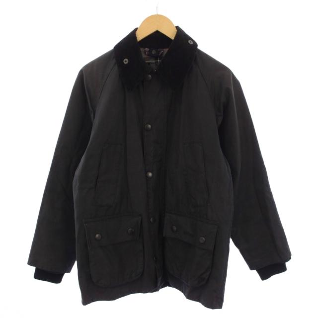 【中古】バブアー Barbour BEDALE OILED JACKET ジャケット ジップアップ コーデュロイ襟 チャコール メンズ