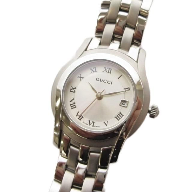 【中古】グッチ GUCCI ウオッチ アナログ 3針 石英 ラウンド人間の顔 しろがね色色 5500L /AN8 ■OH レディース