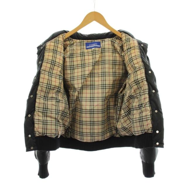 【中古】バーバリーブルーレーベル ノバチェック ダウンジャケット フード ファー アウター 38 黒 ブラック_4