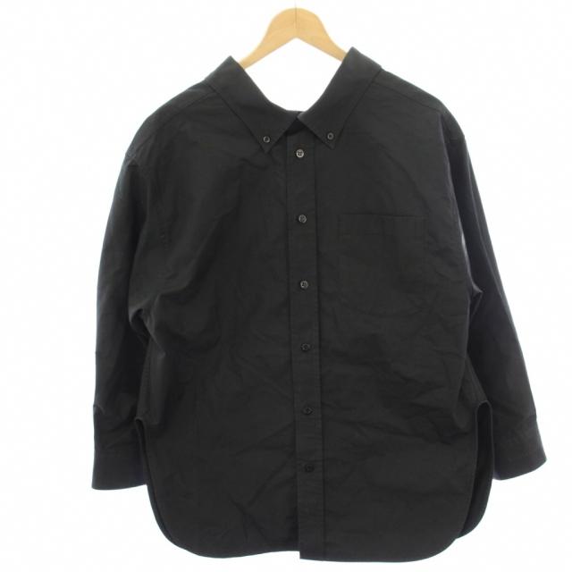 【中古】バレンシアガ BALENCIAGA Swing Collar Shirt カジュアルシャツ ボタンダウンシャツ 長袖 32 黒 ブラック