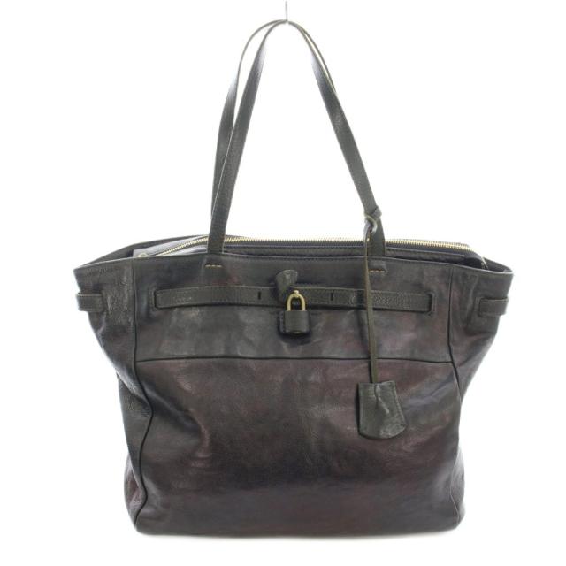 【中古】ゲンテン genten トートバッグ レザー 黒 ブラック /☆G レディース