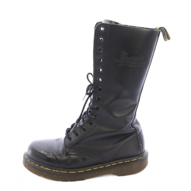 【中古】ドクターマーチン DR.MARTENS 14ホール ミドルブーツ レザー レースアップ 22.5cm 黒 1914 /TK レディース