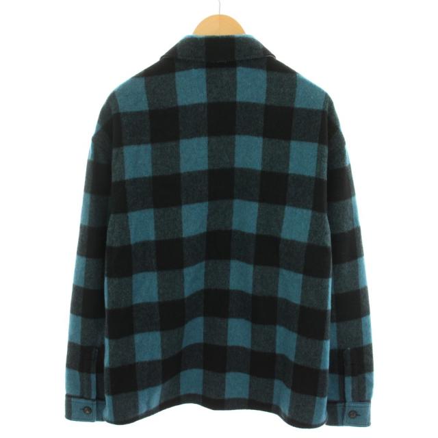 【中古】ヌメロヴェントゥーノ N°21 ブロックチェックウールシャツ 長袖 46 青 ブルー 黒 20AU-0012-3168 メンズ_1
