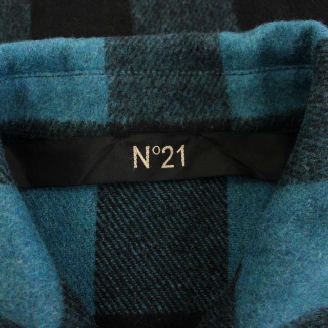 【中古】ヌメロヴェントゥーノ N°21 ブロックチェックウールシャツ 長袖 46 青 ブルー 黒 20AU-0012-3168 メンズ_3