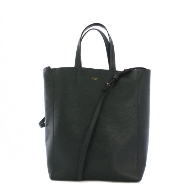 【中古】セリーヌ バーティカル カバ 2way トートバッグ ショルダーバッグ ハンドバッグ レザー 緑 ■OH レディース