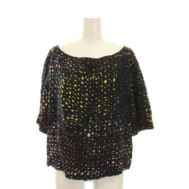 【中古】ミナペルホネン mina perhonen before ブラウス カットソー プルオーバー シルク混 リネン混 38 紺
