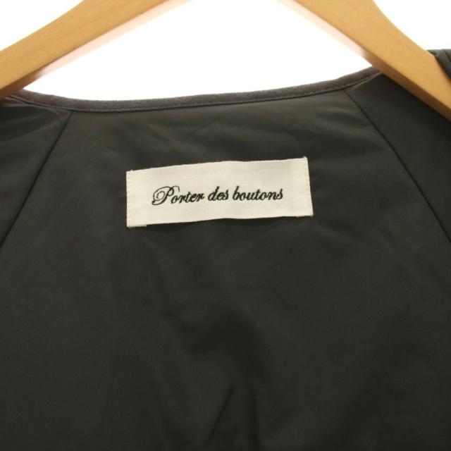 【中古】Porter des boutons ポルテ デ ブトン ノーカラージャケット 刺繍 中綿 グレー エンブロイダリー 長袖_5