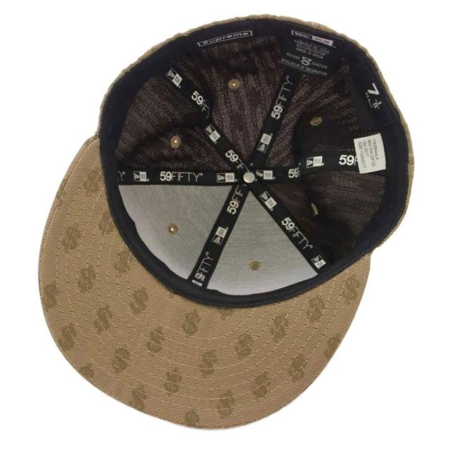 【中古】シュプリーム New Era 18SS Monogram Boxlogo キャップ 帽子 総柄 7 1/2 56.8cm ベージュ 10262017 メンズ_4