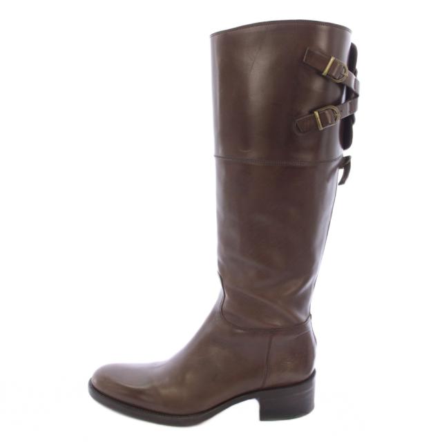 【中古】サルトル SARTORE ジョッキーブーツ バックベルト レザー ロングブーツ 37.5 ブラウン /TK レディース
